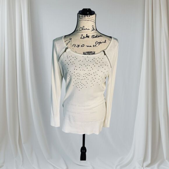 Cache Y2K Sweater Pullover Long Sleeve with Studs and Zipper Detail Women’s Size - Picture 1 of 7